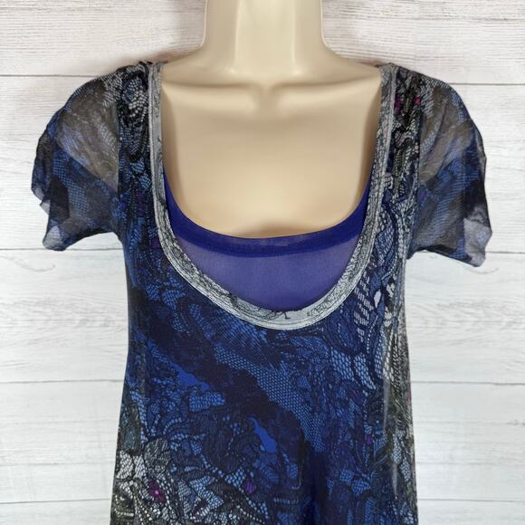 Fuzzi small snake print blue black dress midi Italy glam whimsygoth lace luxury - Picture 6 of 8